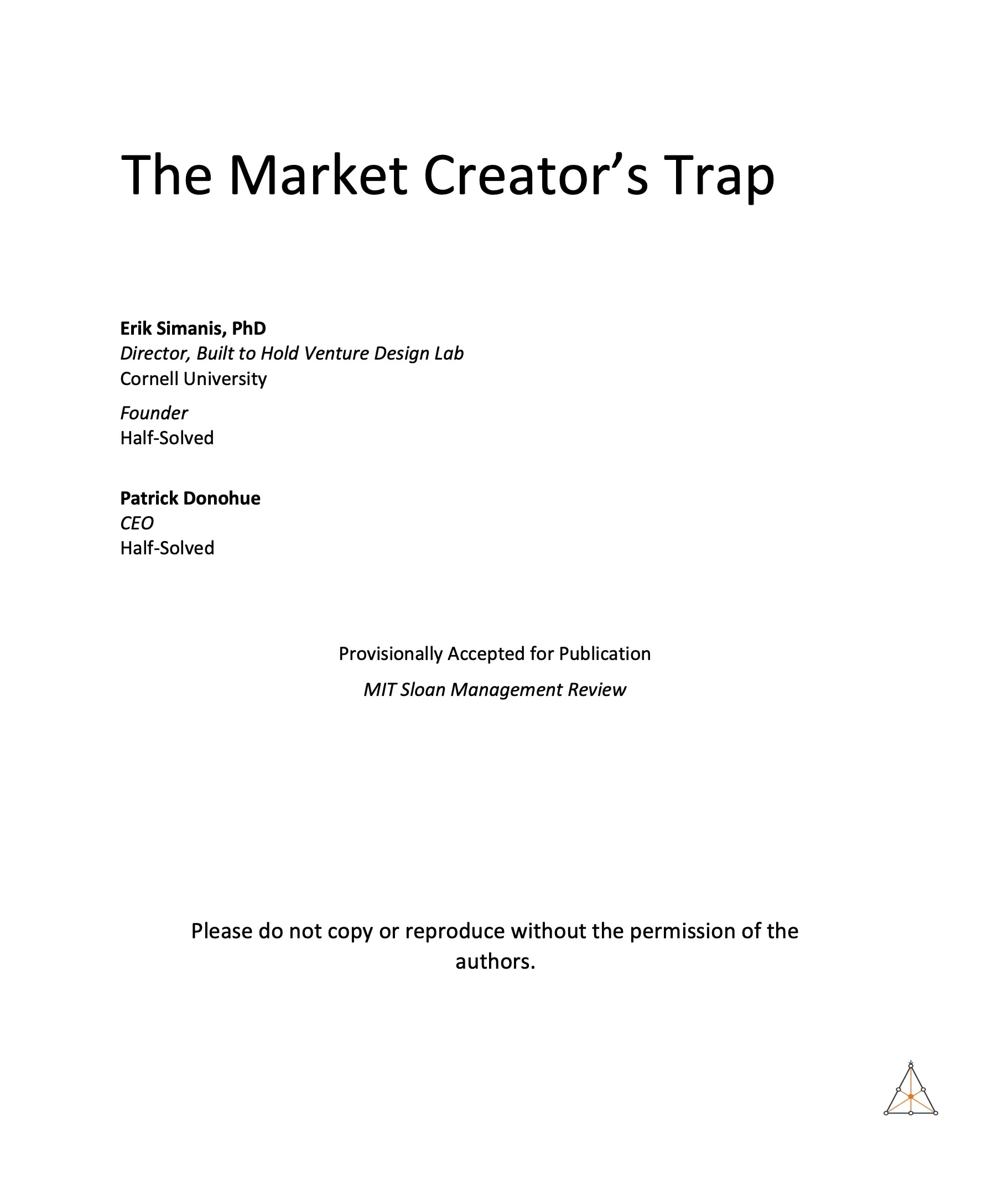 Cover of The Market Creators Trap